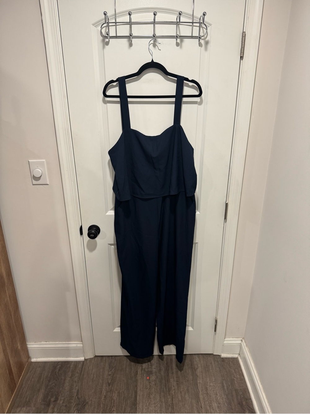 LOFT Navy Sleeveless Wide-Strap Jumpsuit